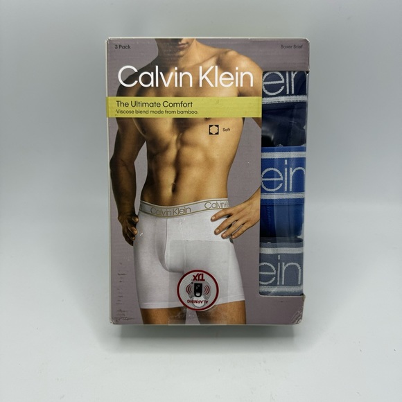 Calvin Klein Men's Underwear Boxer Brief Classic Fit Size XL 3-Pack Blue tones - Picture 1 of 7